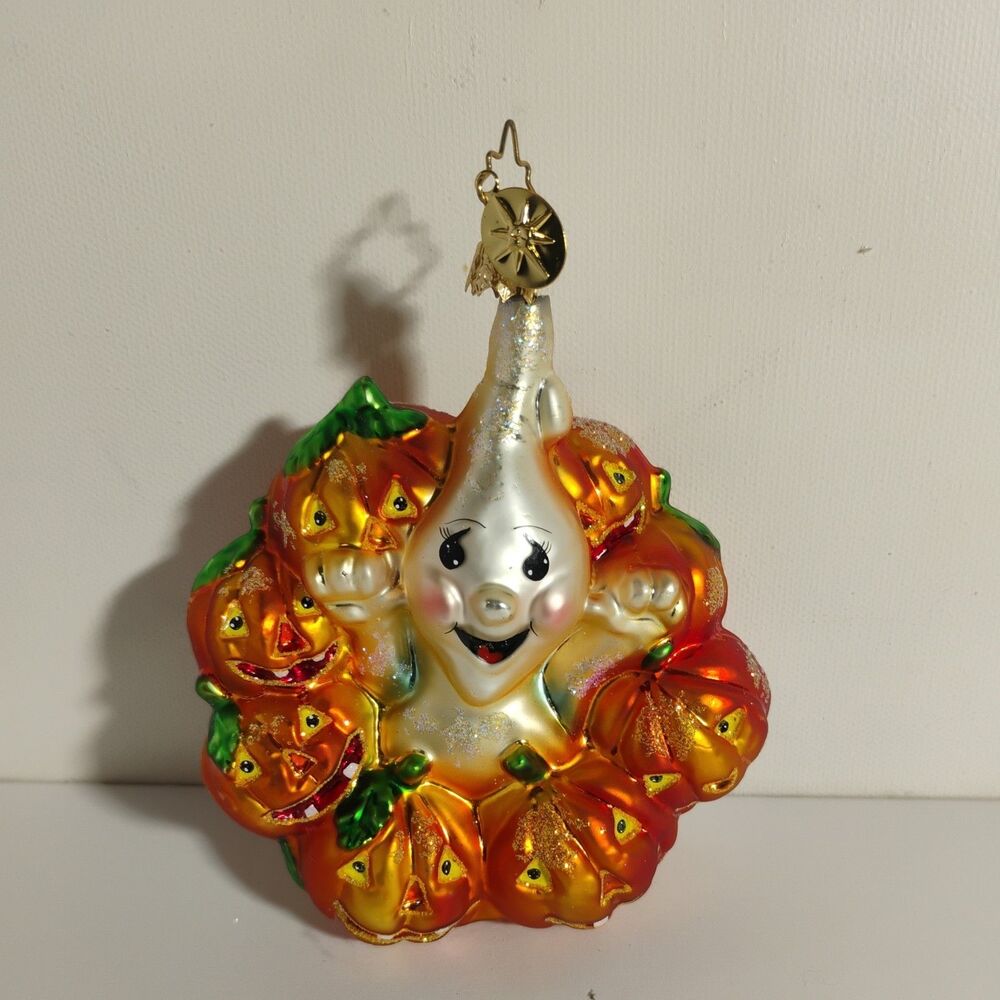 Vtg Radko Giggles & Boo Blown Glass Halloween Ornament Little Gem Ghost Vtg 1999